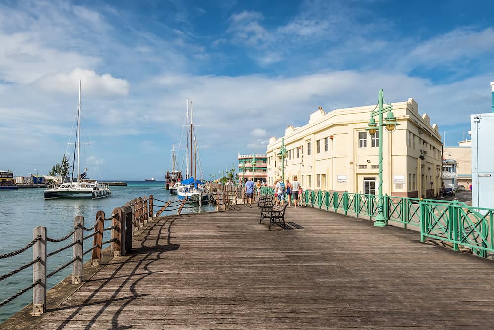 Bridgetown Barbados - Wooden quay of downtown at the Port of Bridgetown Barbados. Historic Bridgetown and its Garrison is a World Heritage Site of UNESCO.
