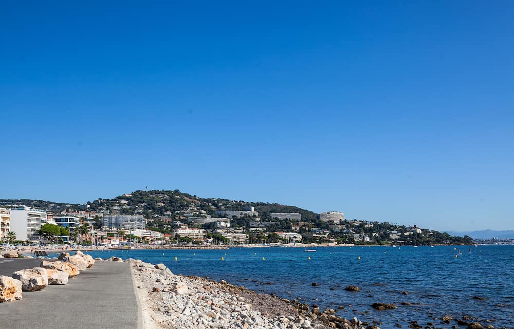 View from Cap de la Croisette to Palm Beach at Point Croisette in Cannes Cote d'Azur France