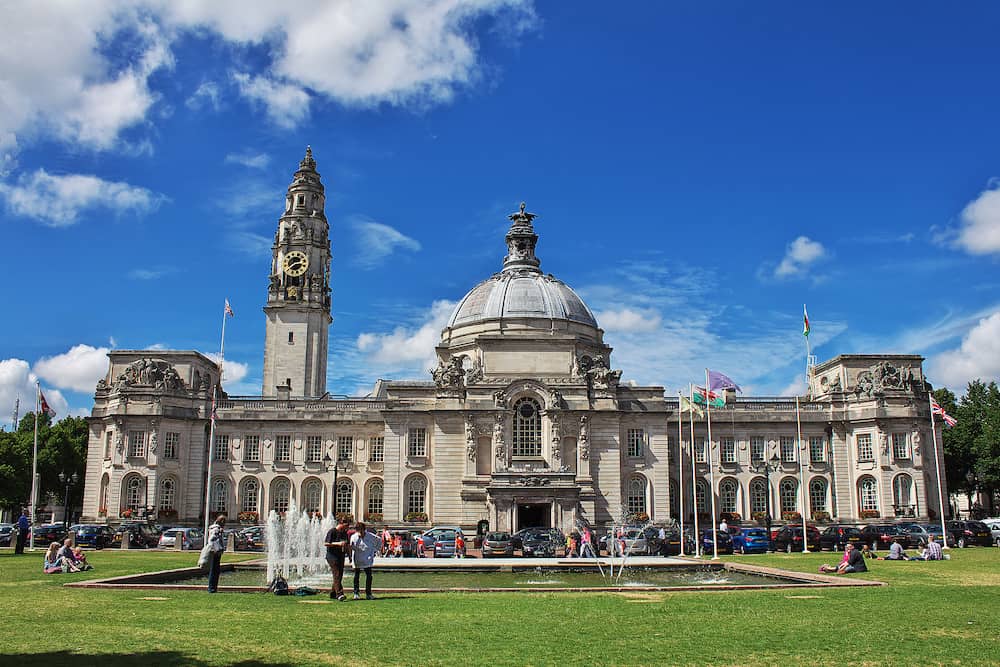Cardiff / UK - The town hall in Cardiff city, Wales