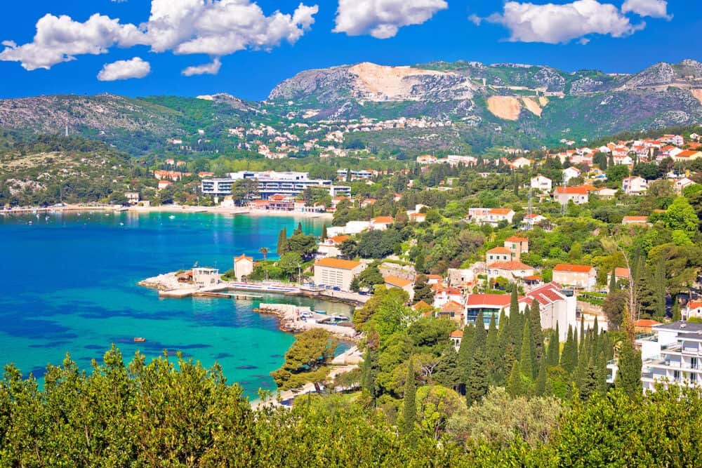 Adriatic coast view in Srebreno and Mlini bay, Dubrovnik archipelago in Dalmatia region of Croatia