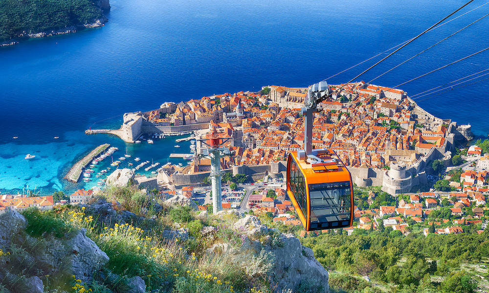 Dubrovnik cable car, panoramic view from Srd mountain, Croatia