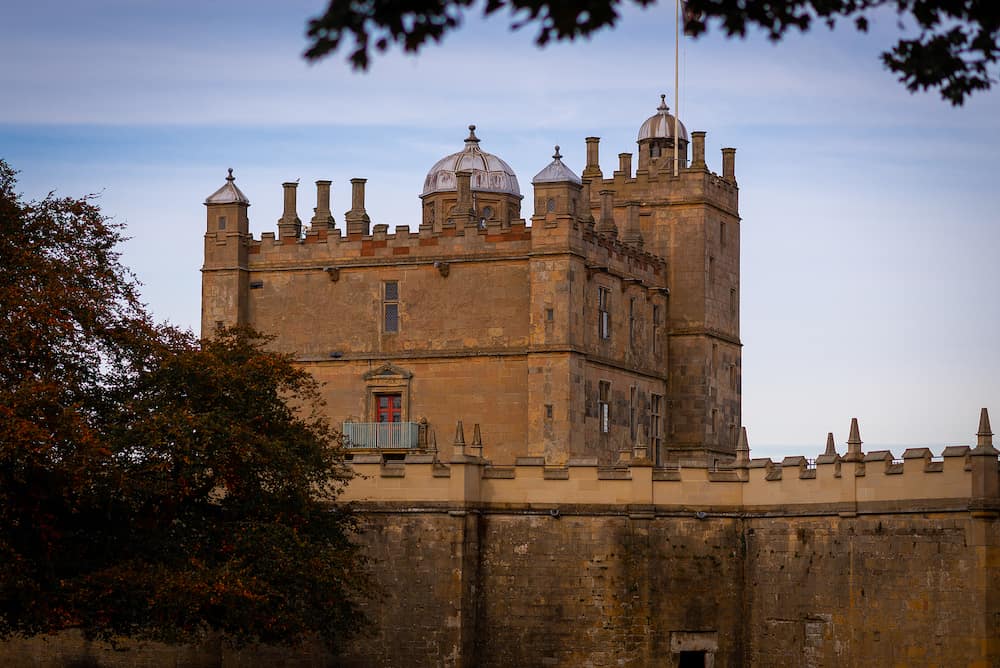 Bolsover Castle in Derbyshire, England shot from within the grounds looking at the English Castle