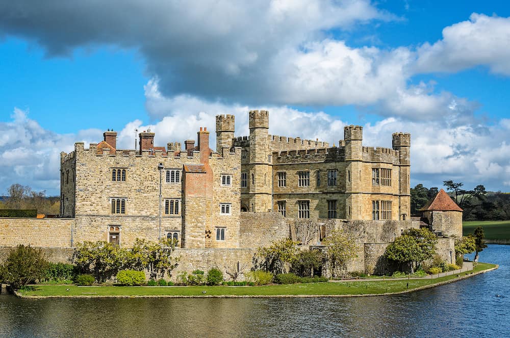 Moated medieval Leeds Castle in Kent, England