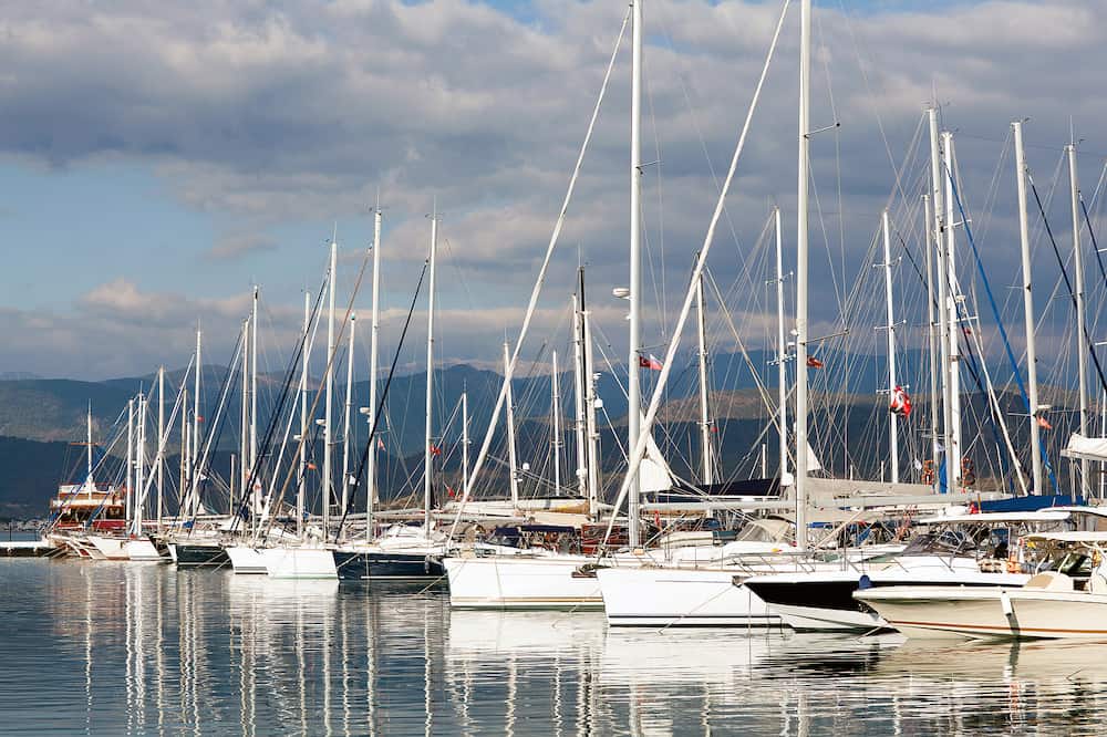 Yachts and boats in Fethiye Ece Marina, Mugla, Turkey