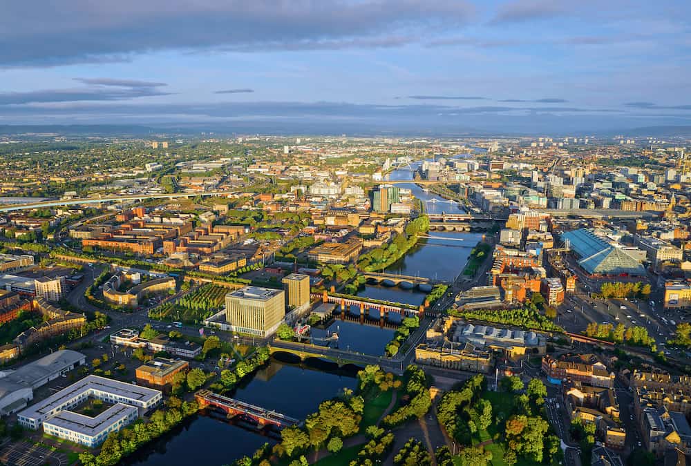 Glasgow, Scotland, UK, - Aerial view of the River Clyde and Glasgow City