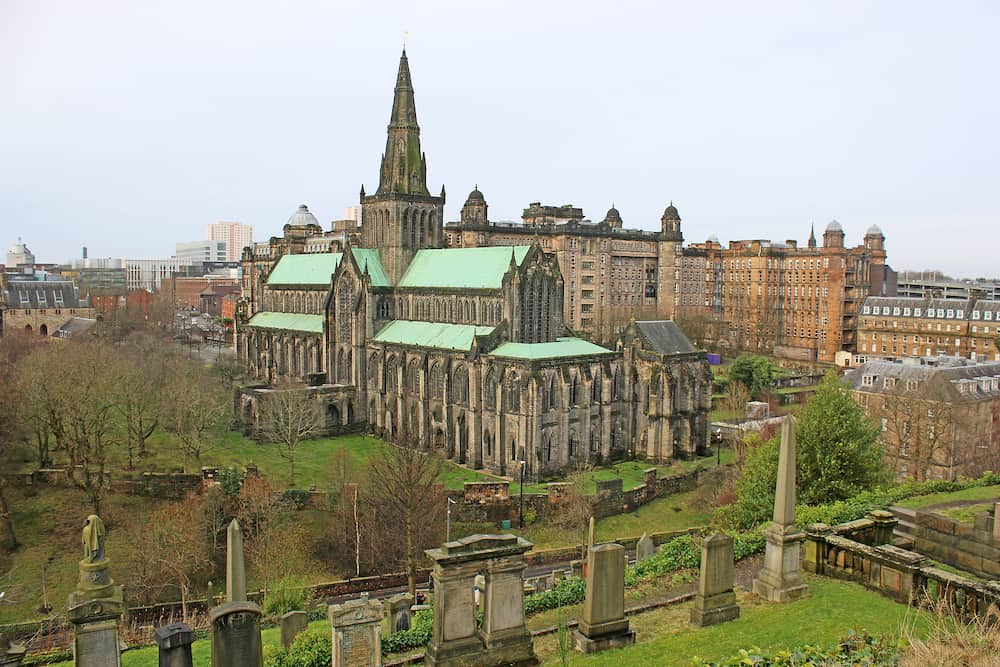 Glasgow Cathedral from the necropolis in Scotland