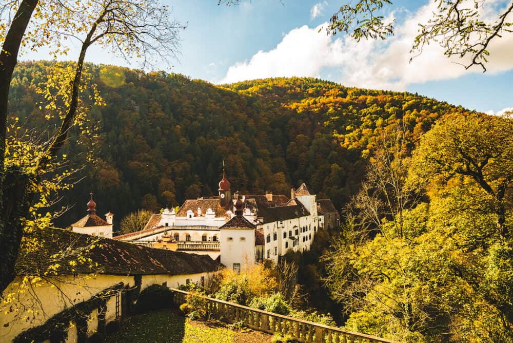 Stubenberg am See, Styria - Austria.  Herberstein palace in Europe. Gardens, Tourist spot travel destination.