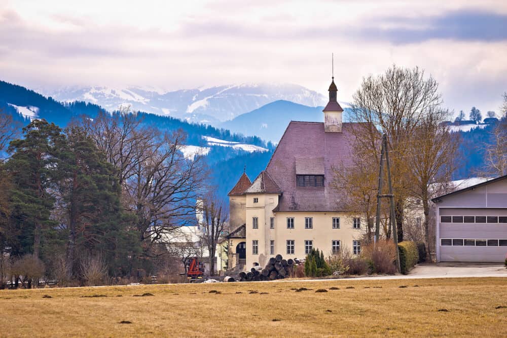 Schloss Wiesenau view in Lavanttal landmark in Carinthia Austria