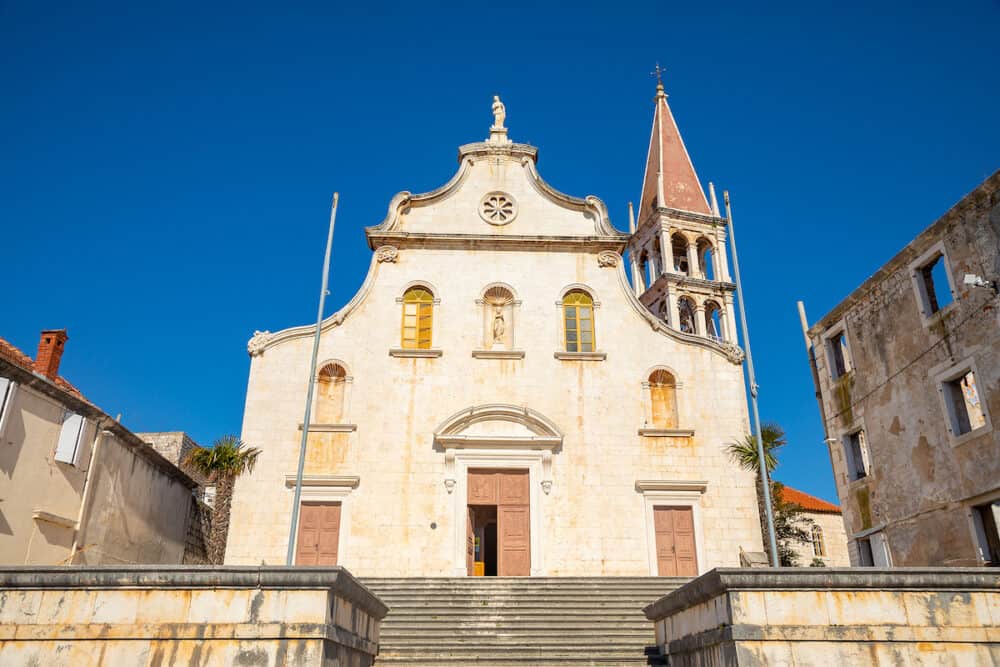 Historic church in Milna on Brac island, Dalmatia, Croatia