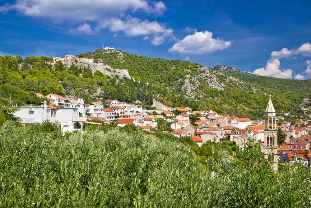 Osland of Hvar old town in green nature Dalmatia Croatia