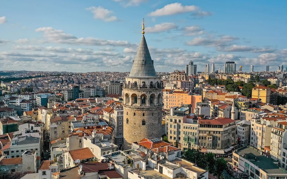 Aerial view of Galata tower in Istanbul