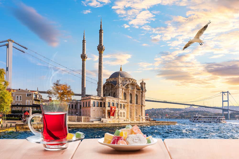The Bosphorus bridge, Ortakoy Mosque and turkish tea, Istanbul