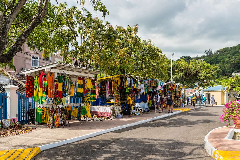 Ocho Rios, Jamaica - Souvenir street market in the tropical Caribbean island of Ocho Rios, Jamaica.