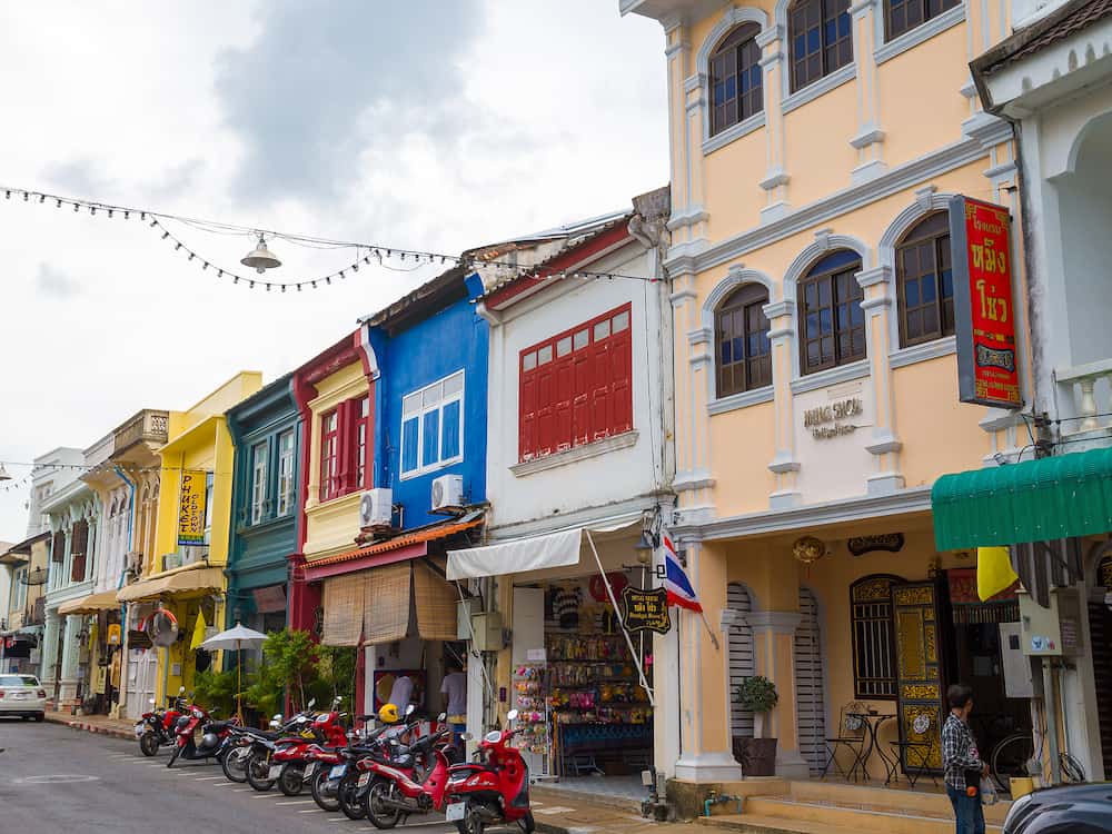 Krabi road, Phuket town, Thailand - Beautiful old colorful houses in Phuket Old Town.