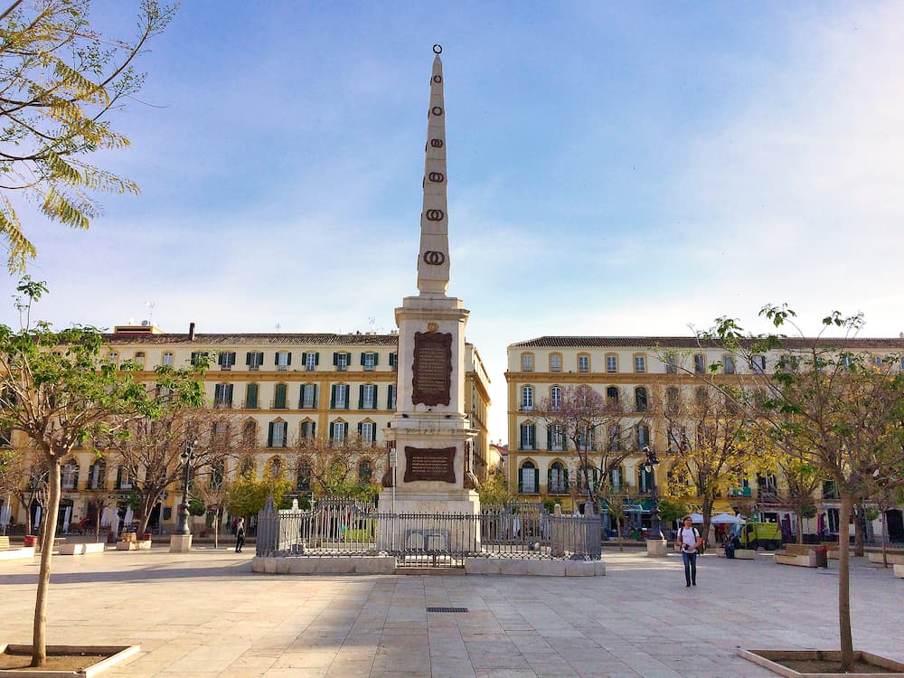 Malaga, Spain - Obelisk at the plaza de la Merced in which is in honour of General Torrijos.