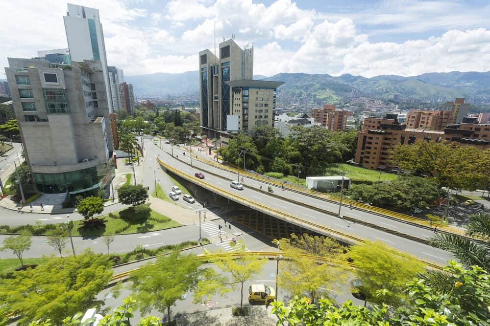 Medellin, Antioquia / Colombia - Neighborhood El Poblado is one of the 16 districts of the city