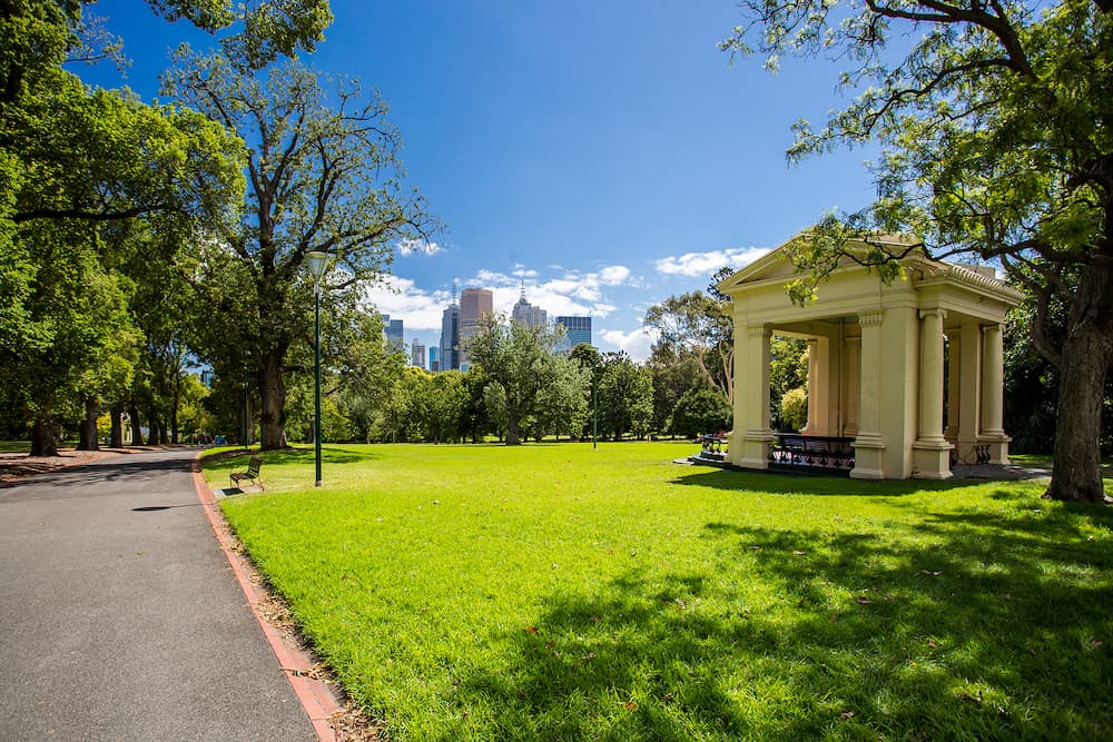 Fitzroy Gardens near Melbourne CBD on a hot summer's day