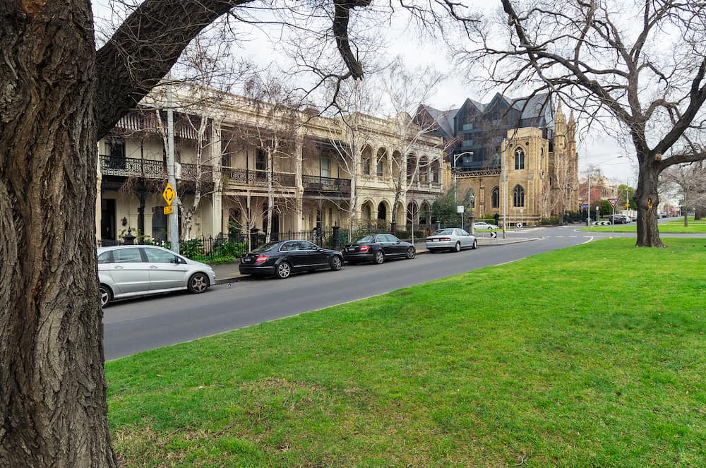 Melbourne, Australia - the inner suburb of East Melbourne is known for its historic terrace houses. It is one of the wealthiest parts of Melbourne.