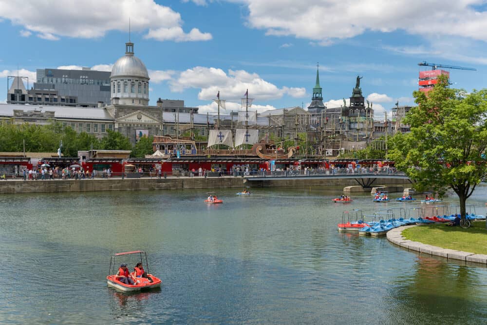 Montreal, CANADA -  Montreal Old Port in summer with Bonsecours market