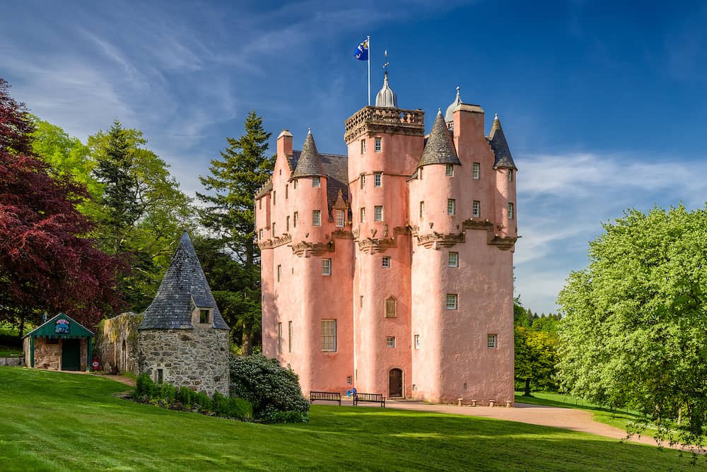 ALFORD, SCOTLAND - Fairytale pinkish Craigievar castle in Alford