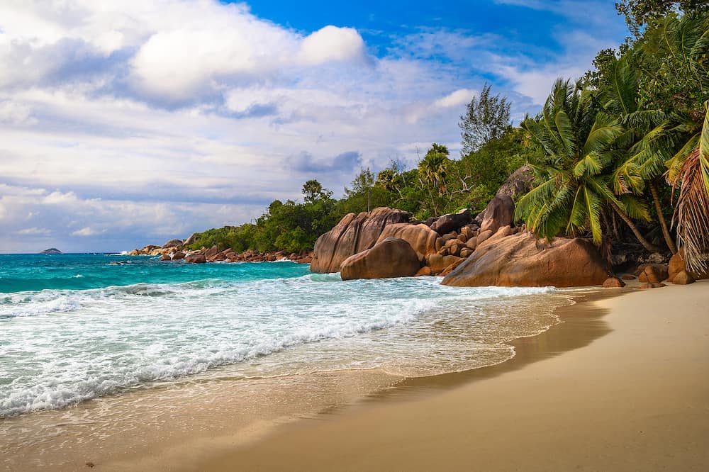 Anse Lazio beach at the Praslin island, Seychelles. This beach is the most famous beach on Praslin, and one of the best in the Seychelles archipelago.