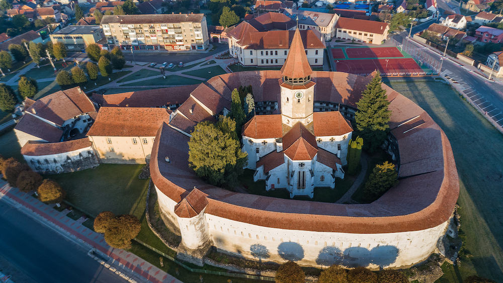 Aerial view of Prejmer fortified Church. UNESCO world heritage site