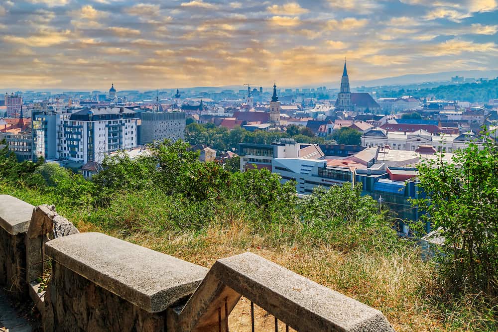 CLUJ-NAPOCA, ROMANIA - Panoramic and aerial view over the city from Citadel Hill