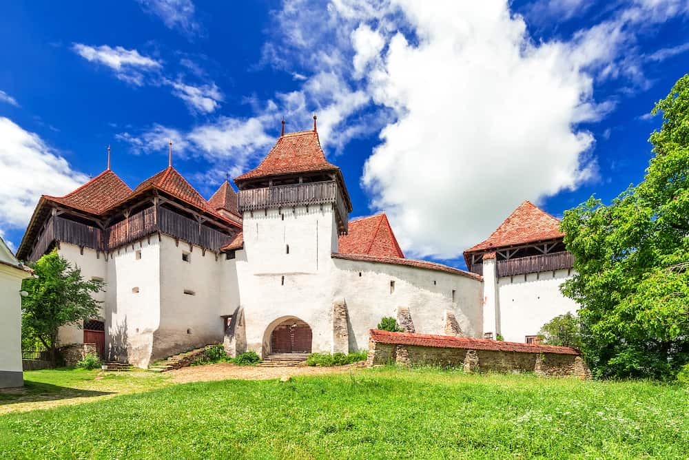 Viscri, Romania. Fortified saxon church of Transylvania, world heritage site, famous holiday destination in Europe.