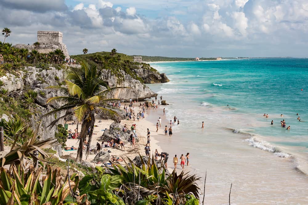 Tulum, Mexico - Playa Ruinas, a beach frequented by visitors to the Tulum archeological site