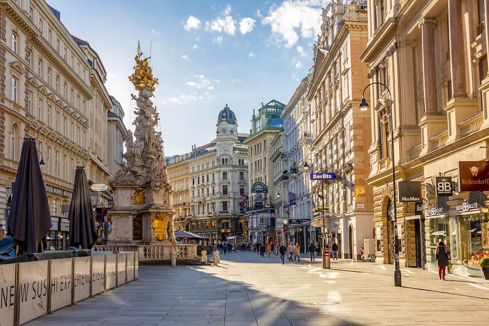 Vienna, Austria - Graben street and Plague Column in center of Vienna