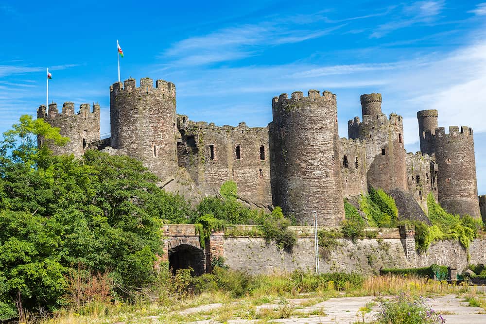 Conwy Castle in Wales in a beautiful summer day, England, United Kingdom
