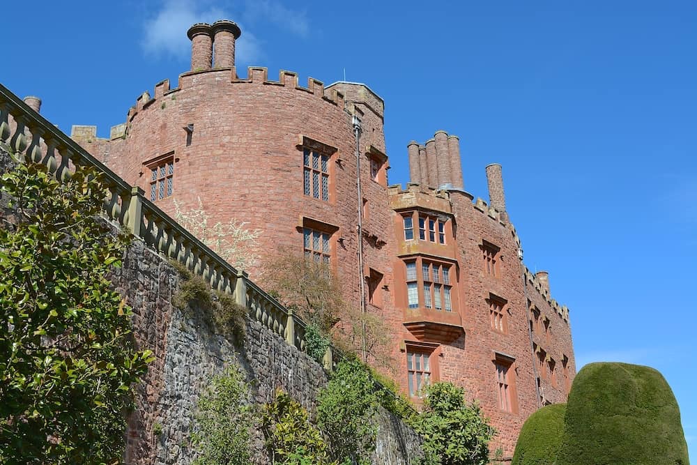 Outside view of Powis castle and castle wall