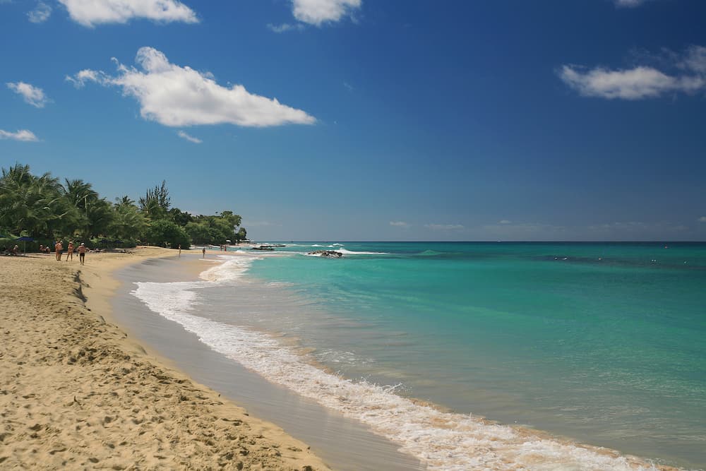 a quiet stretch of beach in the parish of St James in Barbados