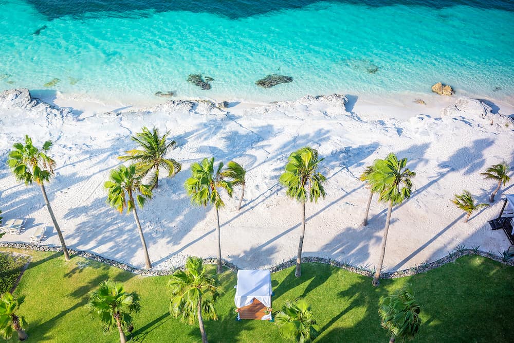 Tropical paradise: Cancun idyllic caribbean beach from above, Riviera Maya, Mexico