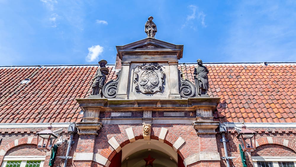 Haarlem, The Netherlands - Entrance Frans Hals museum a famous Dutch Golden Age painter who lived in Haarlem.