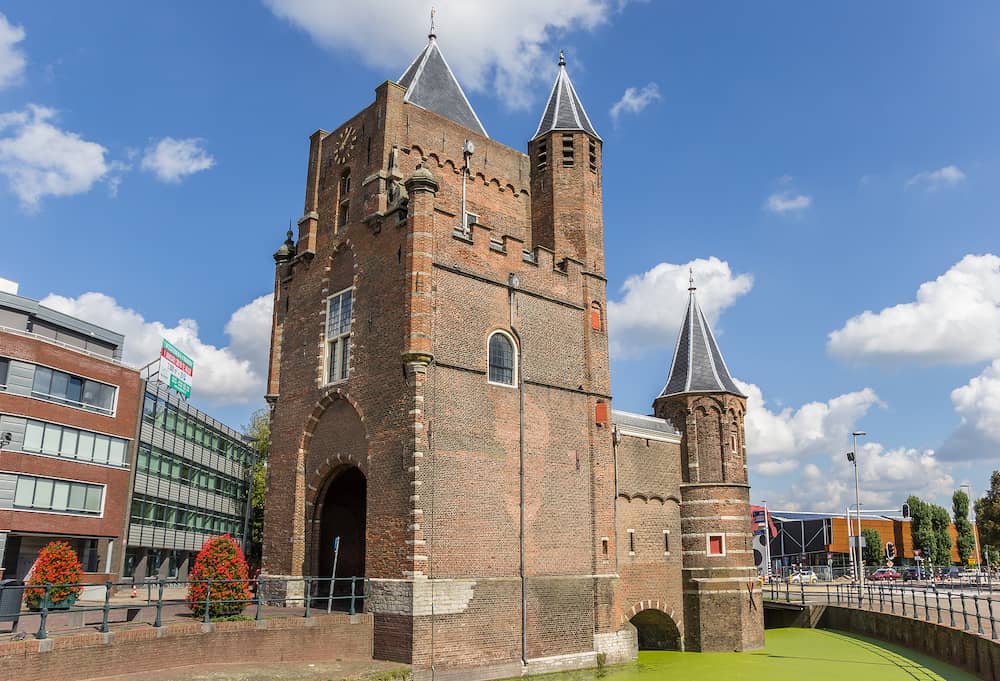 HAARLEM, NETHERLANDS - Old city gate Amsterdamse Poort in Haarlem Netherlands