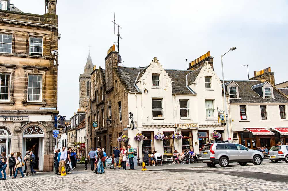 ST ANDREW SCOTLAND UK. Market St. typical commercial and centered street in St. Andrews