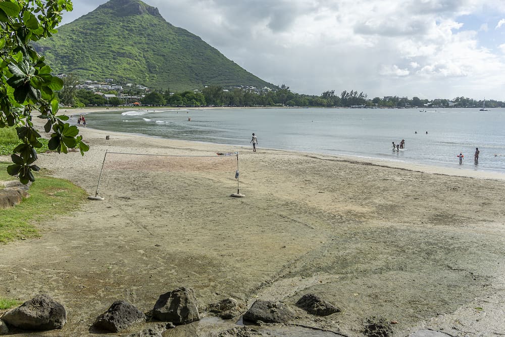 Tamarin beach, Mauritius - Vacationers enjoying a beautiful day at Tamarin beach on the west coast of the island