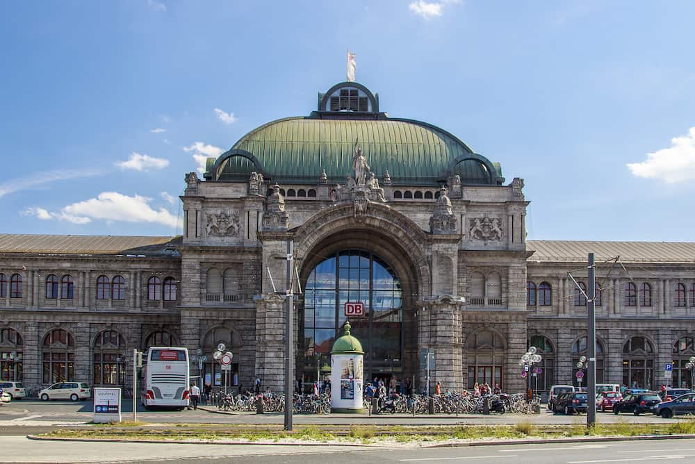 NUREMBERG, GERMANY - Main entrance of the central railway station in Nuremberg