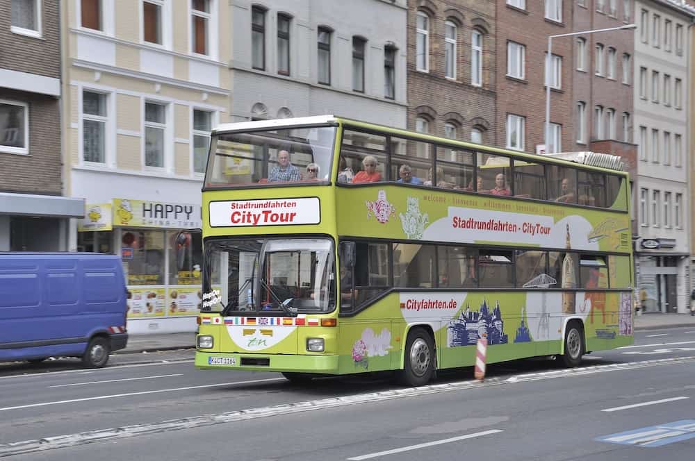 AACHEN,GERMANY-Bus of tourists visiting the city of Aachen
