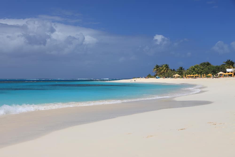 Deserted clean sandy beach on Anguilla Caribbean