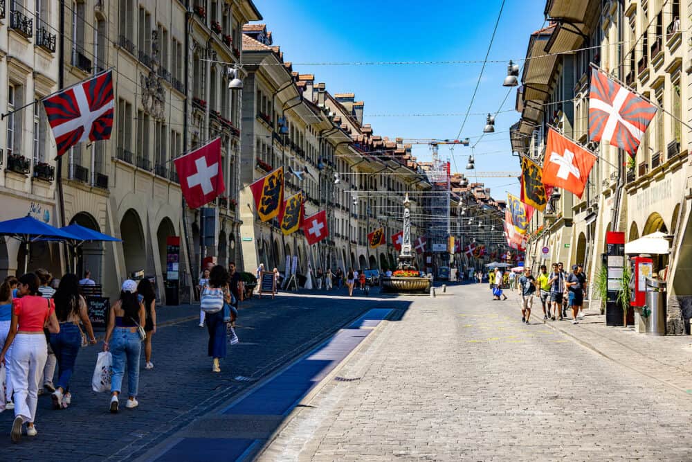 Main street through the old town of Bern - BERN, SWITZERLAND EUROPE 
