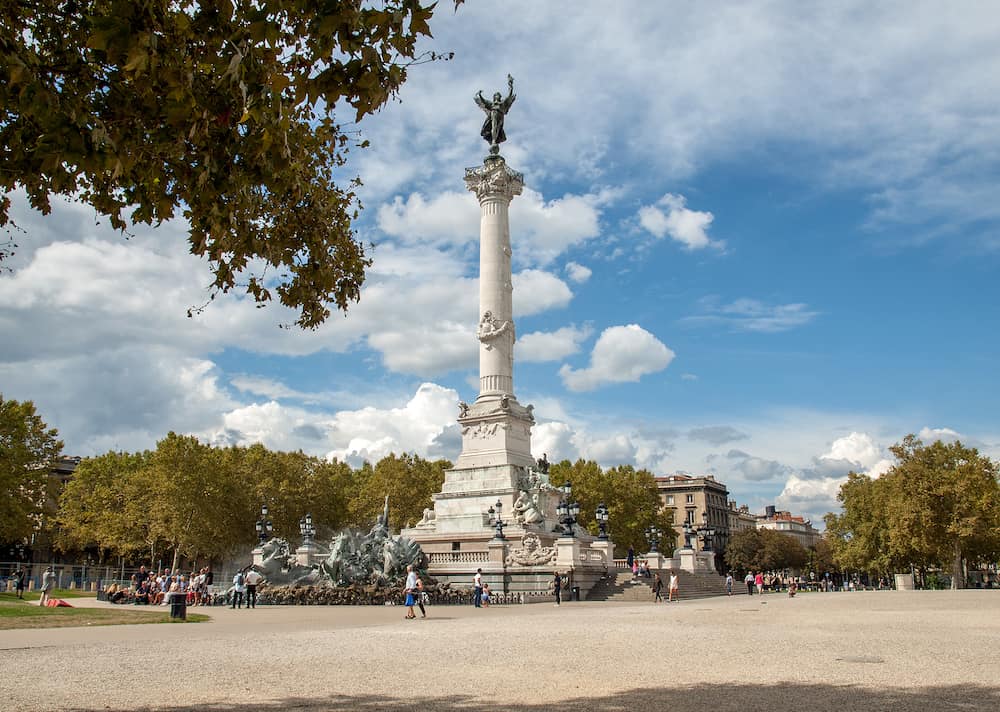 Bordeaux, France - Esplanade des Quinconces, fontain of the Monument aux Girondins in Bordeaux. France