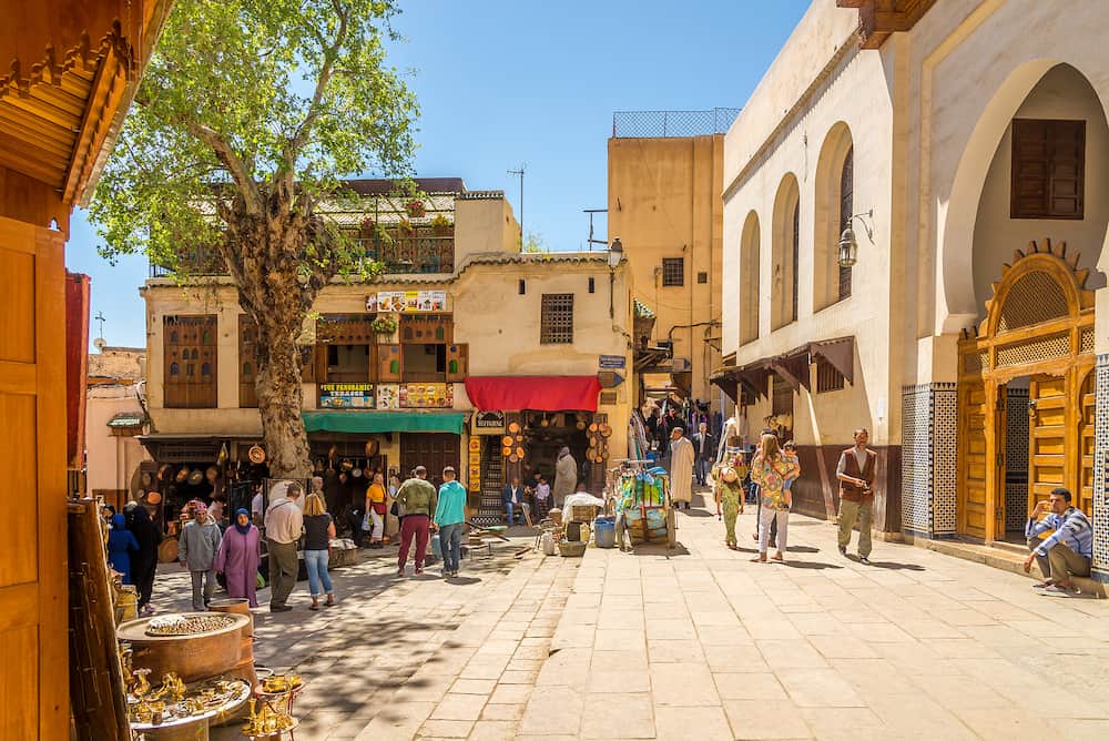 FEZ, MOROCCO - At the Seffarine place in old medina of Fez. Fez city has been called the "Mecca of the West" and the "Athens of Africa".