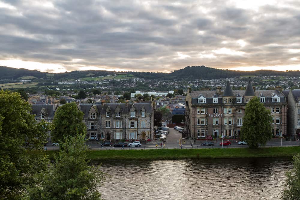 Scotland - View of the city from the Inverness Castle at sunset, UK