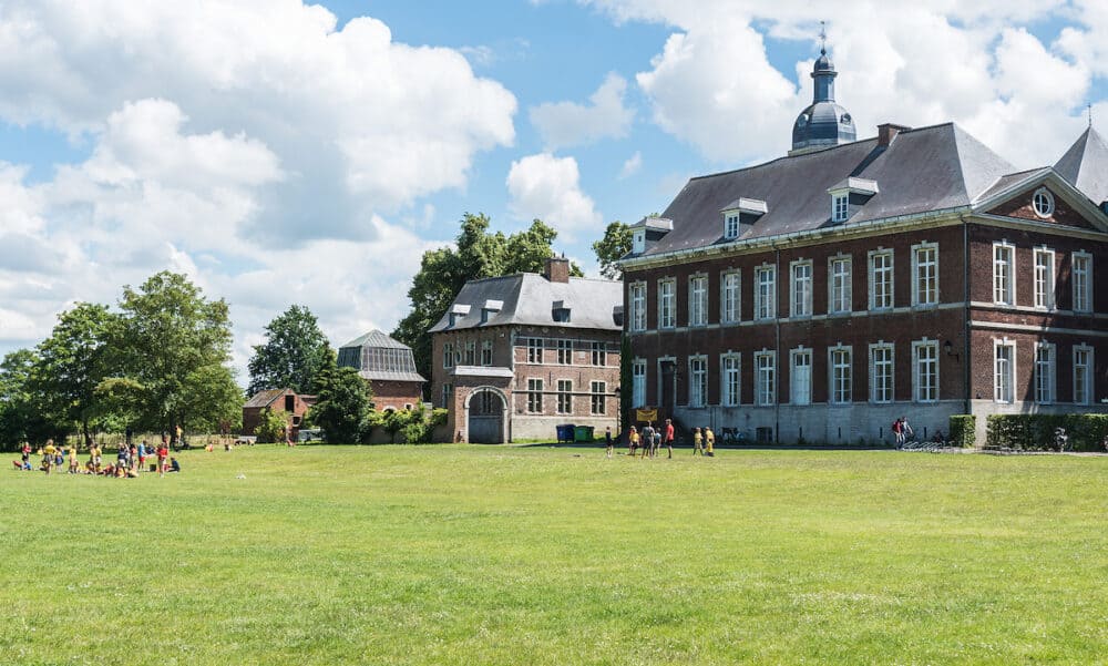 Kessel-Lo, Leuven Flanders, Belgium -  Green lawn and trees of the Abdij van Park Abbey