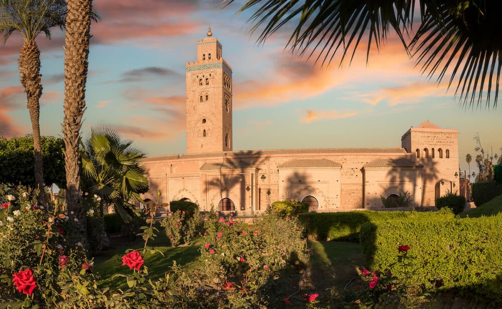 Koutoubia Mosque at sunset time, Marrakesh, Morocco