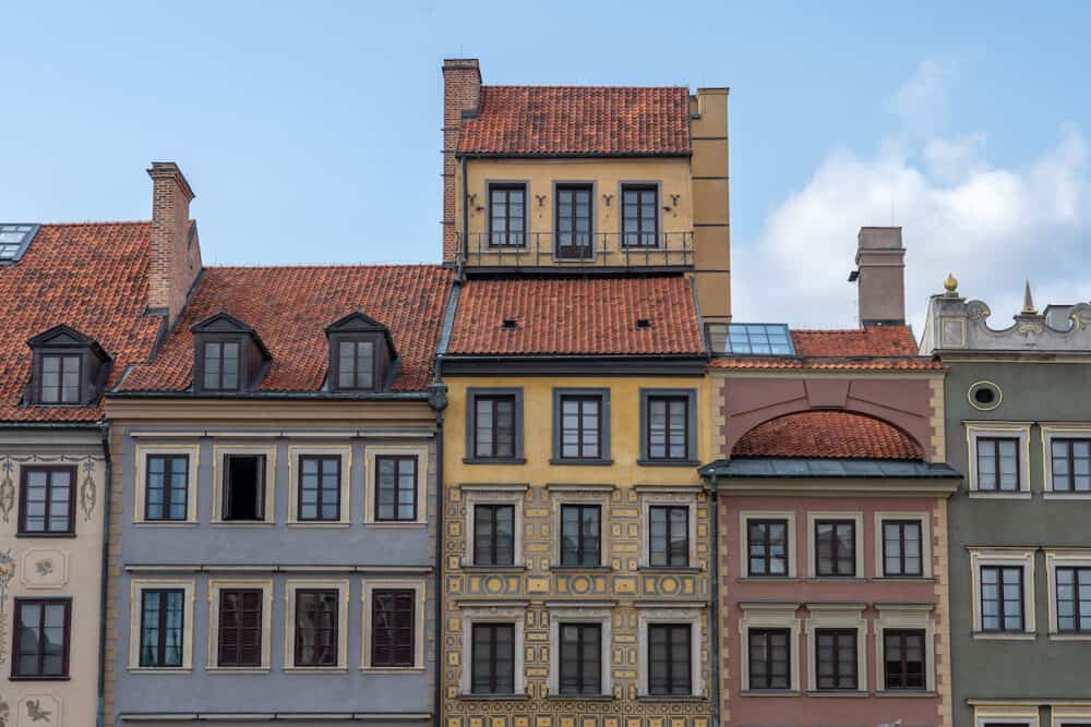 European Architecture houses in a line in warsaw