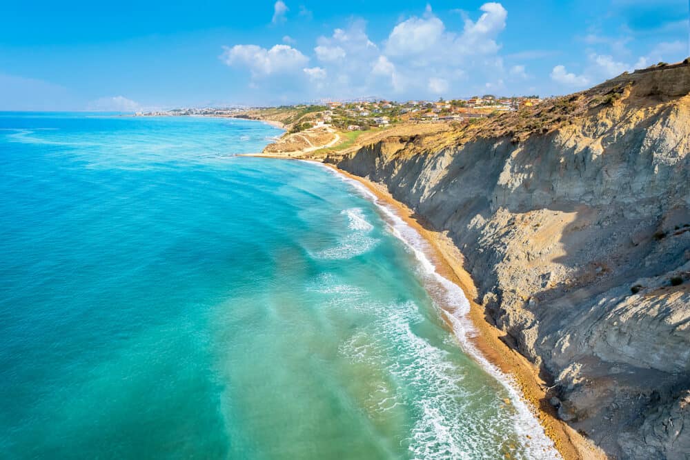 Aerial view with Zingarello beach, Sicily island, Italy