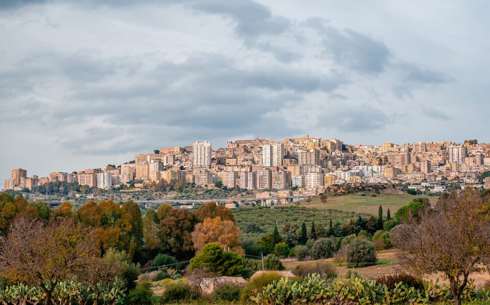 View of Agrigento, Sicily, Italy. Photo taken from the Valley of the Temples